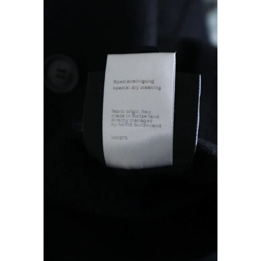 Akris US 4 Double Faced Wool Reversible Longline Jacket Navy Plaid Black - Picture 16 of 16